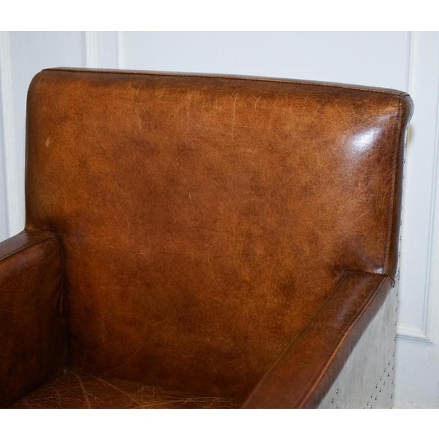 Vintage Brown Leather Aviator Chair For Sale - Image 16 of 18