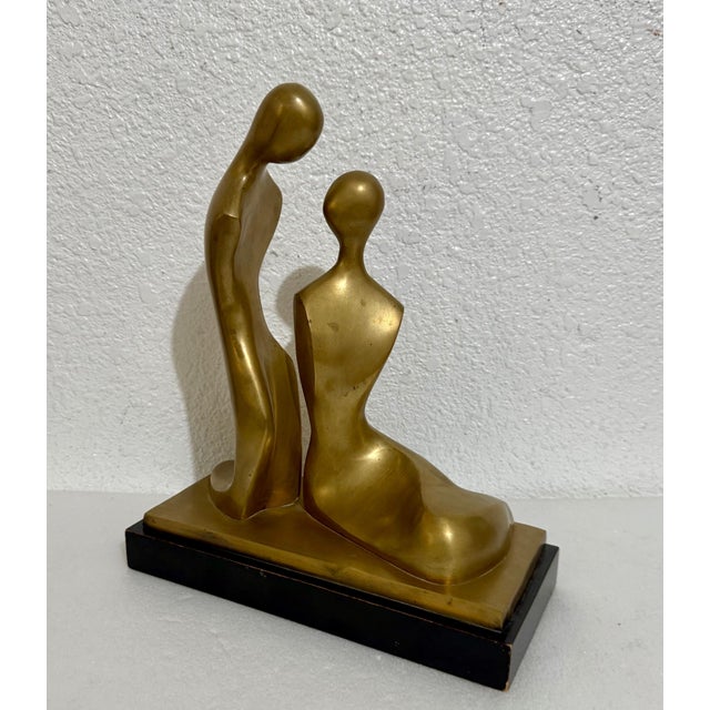 Gold Itzik Ben Shalom, Itzik Benshalom Israeli Bronze Sculpture Homage to Henry Moore Couple of Lovers For Sale - Image 8 of 13