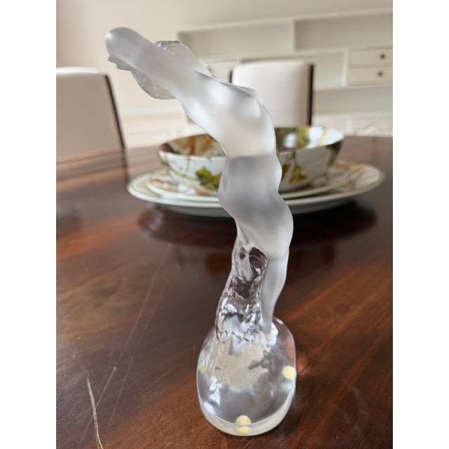 Lalique 1980s “Lalique of France ‘Nude Dancer’ Frosted Crystal Girl Sculpture” Measuring 4.5”w × 10”h. For Sale - Image 4 of 10