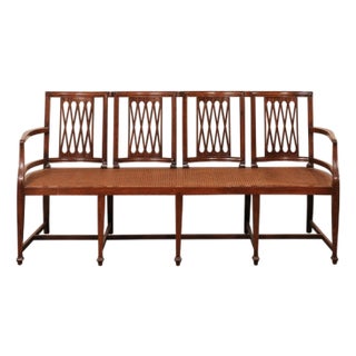 Early 19th C. Italian 4 Chair-Back Bench For Sale