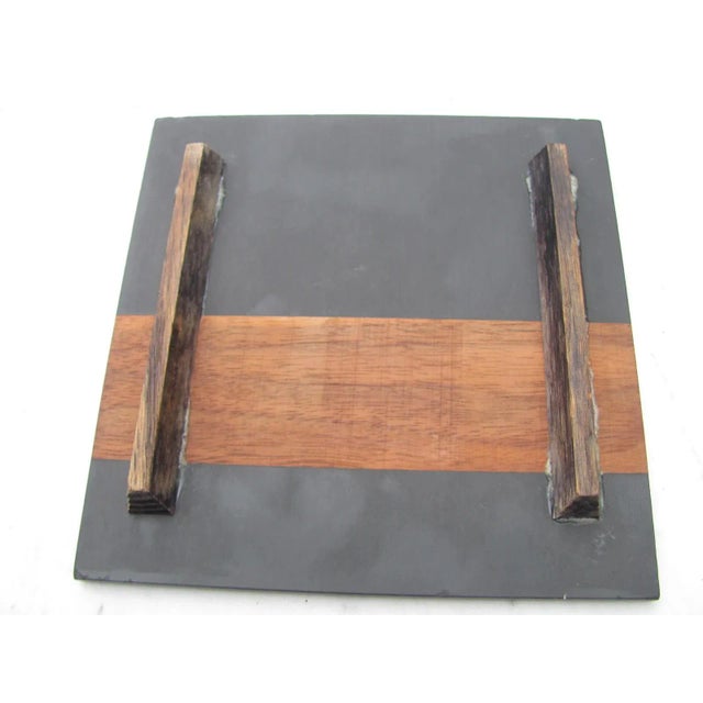 Mid 20th Century Vintage Slate and Walnut Trivet Attributed to Harpswell House Maine Style of Phil Lloyd Powell For Sale - Image 5 of 10