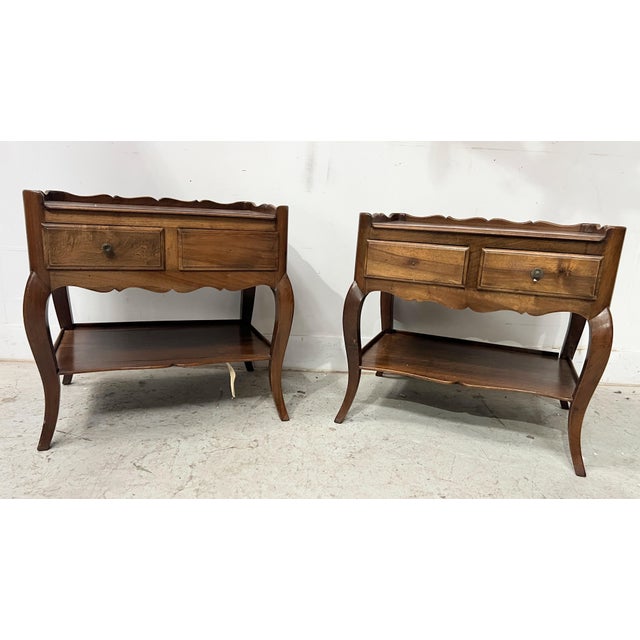Louis XV Style Bedside Tables in Walnut, Set of 2 For Sale - Image 10 of 11