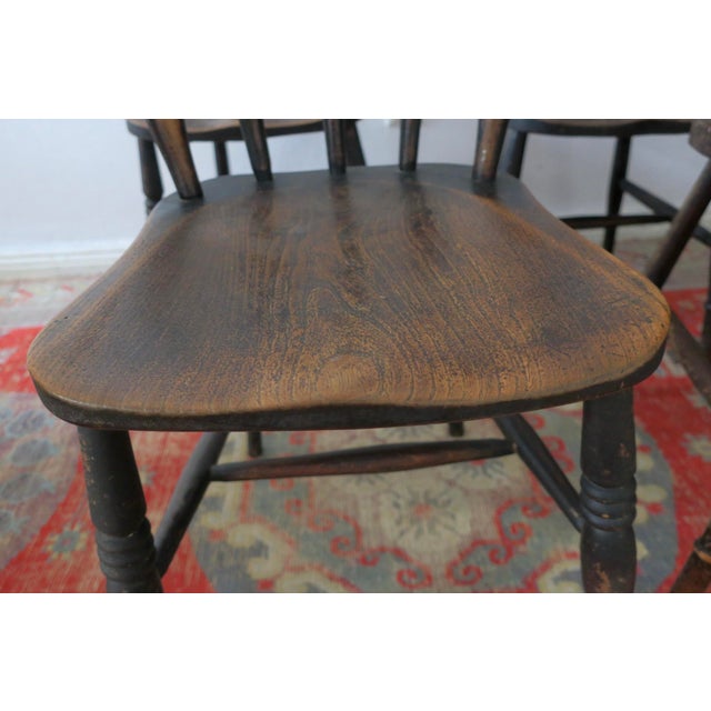 Brown Antique 19th Century Oak Farmhouse Dining Chairs, Set of 4 For Sale - Image 8 of 14