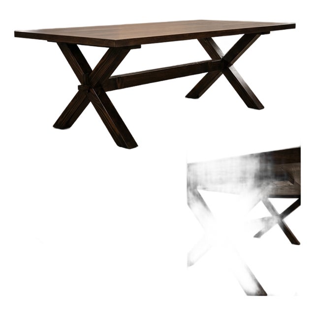 Custom Built Farmhouse Trestle Dinning Table For Sale