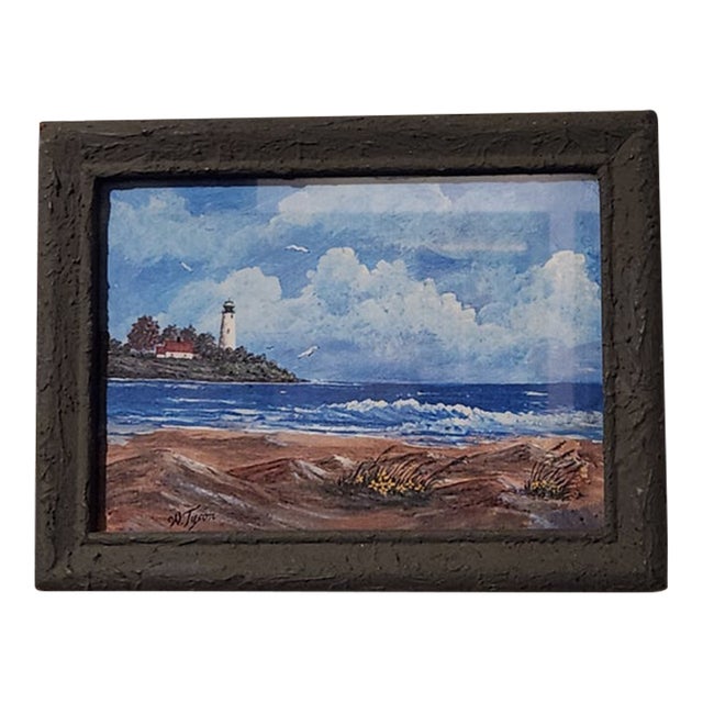 William Tyson Lighthouse Painting "A Perfect Home" - Framed Miniature For Sale
