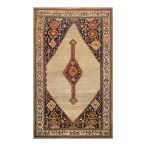 Splendid Tan Beige, Blue and Red Color With Medallion Design Antique N W Persian Serab Rug