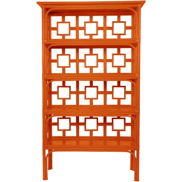 Classically styled, this étagère features a rattan frame with four wood shelves. Each joint is hand-wrapped with rawhide...