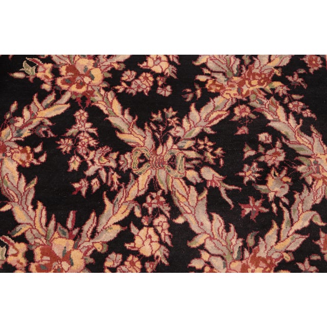 Shabby Chic Trellis 1990's Pak-Persian Black/Rust Wool Rug - 6'1'' X 9'3'' For Sale - Image 4 of 9