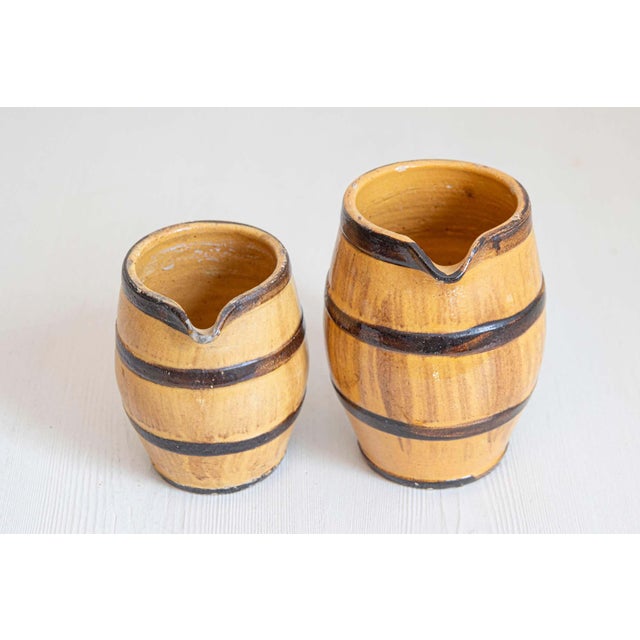 19th Century 19th Century French Rustic Pottery Pitchers with Yellow and Brown Glaze For Sale - Image 5 of 6