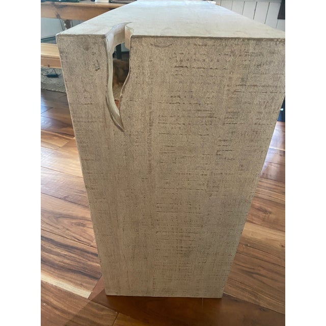 Antique White Off White Distress Painted Reclaimed Pine Wood Console Table by Dovetail For Sale - Image 8 of 13