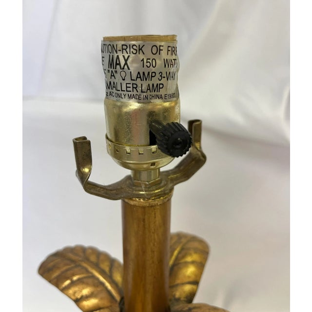 Vintage Maison Jansen Hollywood Regency Style Golden Palm Tree Lamp For Sale - Image 10 of 11