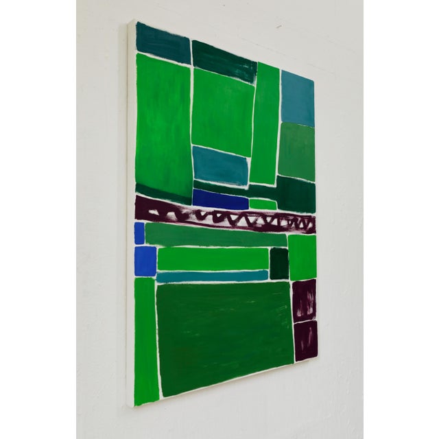 "Squares / Green Purple" Large Abstract Painting by Simon Findlay - Set of 2 For Sale - Image 15 of 15