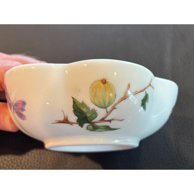 Limoges, France Limoge Small Melon Bowl, “Mon Jardin” by Ceralene Raynaud Botanical Depicting Insects. For Sale - Image 4 of 9