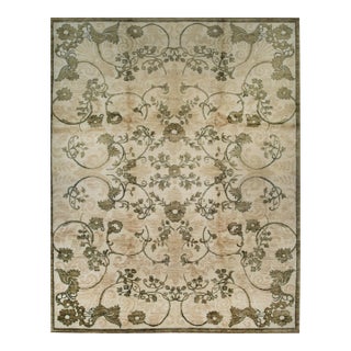 10x14 Elena Ophelia Ivory Traditional Floral Hand Knotted Afghan Wool Carpet Rug For Sale
