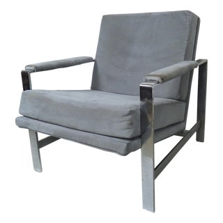 Vintage Mid-Century Attributed to Milo Baughman Flat Bar Lounge Chair For Sale