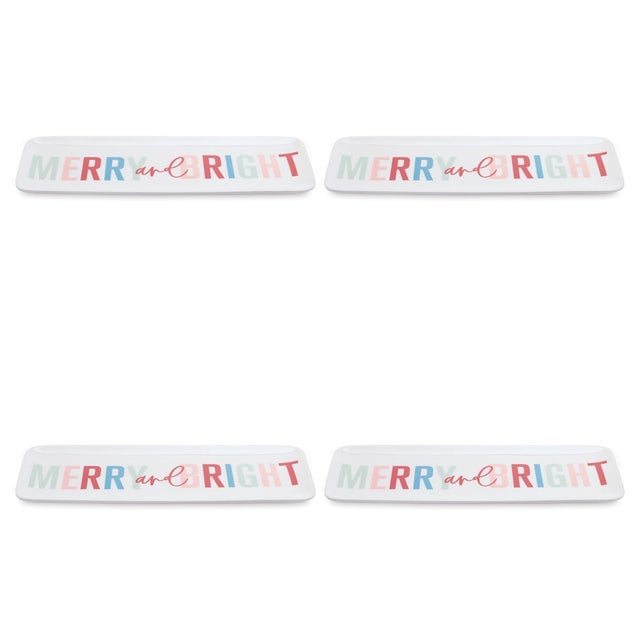 Contemporary Merry and Bright Holiday Platter (Set of 4) For Sale - Image 3 of 3