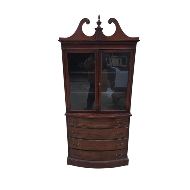 Wood Vintage Curved Front China Cabinet / Secretary Cabinet For Sale - Image 7 of 10