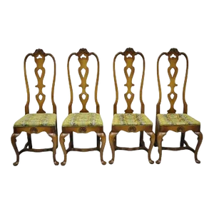Mid 20th Century Italian Baroque Swedish Rococo Style High Back Dining Side Chairs - Set of 4