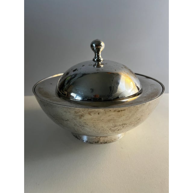 Lovely mid-century silver plated bowl with lid by William Adams A Towle Company. Made in India.