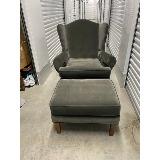 Chippendale Newly Upholstered Highland House Chippendale Wing Chair and Ottoman For Sale - Image 3 of 7