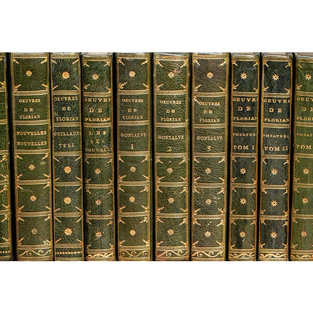French Rare Collection 18th Century Full Leather Bound Antique Books Works of Jean-Pierre Claris De Florian French Collector's Set For Sale - Image 3 of 18