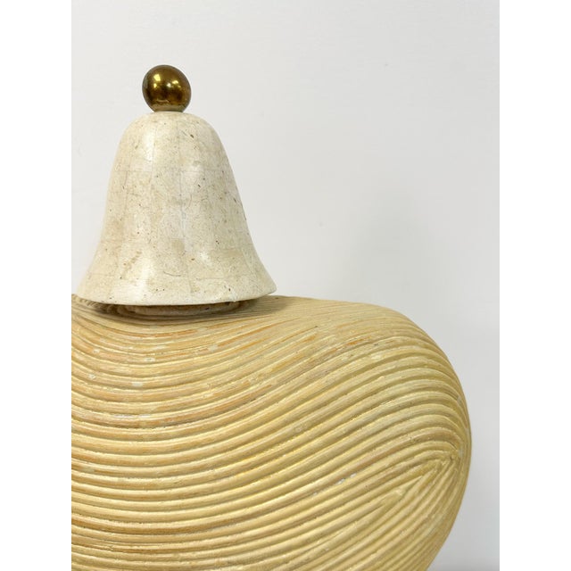 Late 20th Century Pencil Reed Tessellated Stone Bust Statue Hollywood Regency Coastal Handmade For Sale - Image 9 of 11
