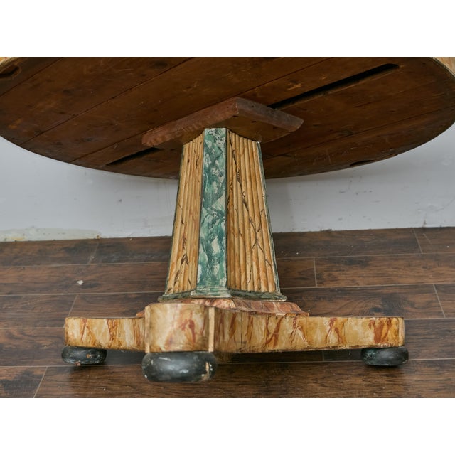 Wood 19th Century Italian Faux Painted Center Table with Trompe-l’Œil Marble Finish For Sale - Image 7 of 12