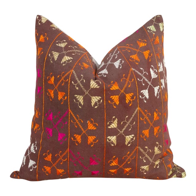 Myra Antique Indian Folk Pillow For Sale