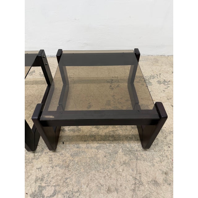 1970s Percival Lafer Mp-97 Rosewood and Smoked Glass Side Tables, 1970s - A Pair For Sale - Image 5 of 17
