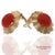 Mid 20th Century Vintage Gia Certified 14k Yellow Gold Natural Coral Earrings With Omega Back, Pair For Sale - Image 5 of 13