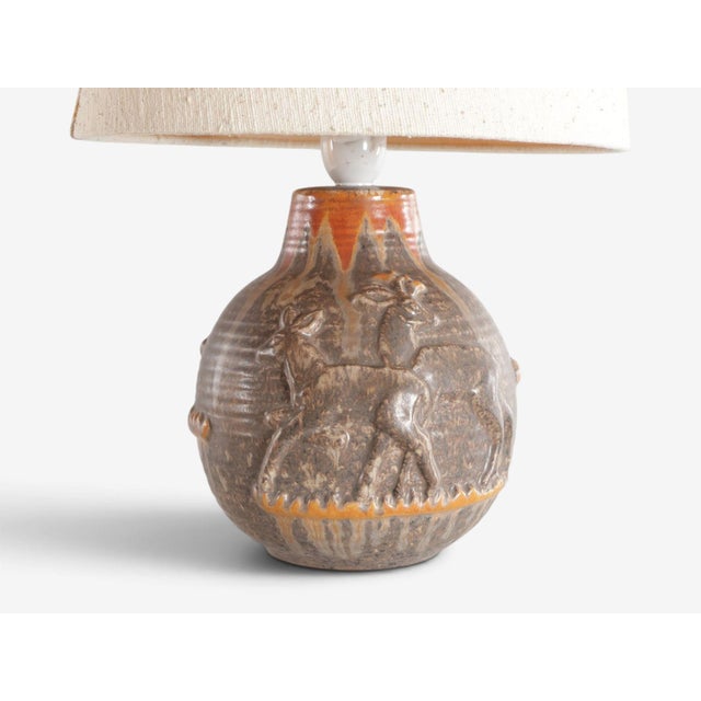 1960s Mid Century Modern Michael Andersen & Son, Table Lamp, Brown Stoneware For Sale In New York - Image 6 of 12