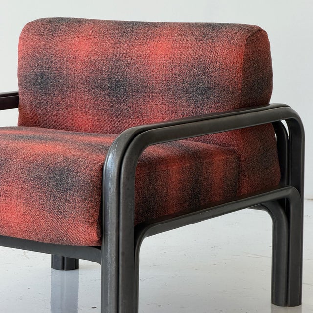 c. 1970s. USA. Original gunmetal frame with reupholstered cushions This piece is attributed to the mentioned...