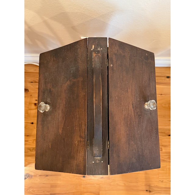 Antique Primitive Sewing Cabinet – Slant-Lid Yarn & Thread Box on Stand For Sale - Image 4 of 12