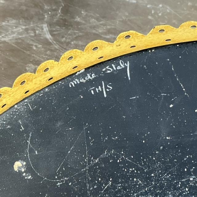 Saffron Vintage Coastal Italian Toile Painted Metal Tray For Sale - Image 8 of 8