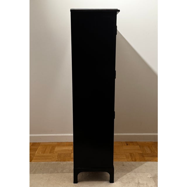 Bronson Mahogany Glass Door Bookcase Cabinet in Heritage Black Attributed to Pottery Barn For Sale - Image 10 of 18