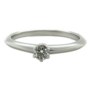 Tiffany & Co. Platinum Diamond Engagement Ring 0.18ct 3.6g, Size 7 For Sale