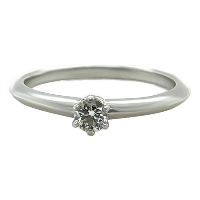 Tiffany & Co. Platinum Diamond Engagement Ring 0.18ct 3.6g, Size 7 For Sale