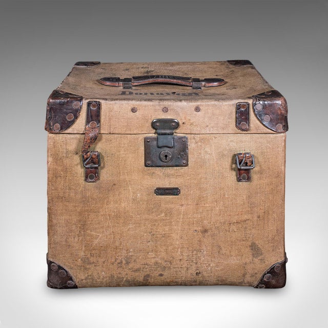 Traditional Antique Travel Trunk, English Canvas Case, Military Sporting Interest, Edwardian For Sale - Image 3 of 12