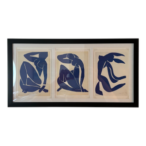 1990s Matisse Reproduction Prints From the Blue Nudes Series Circa 1952 Framed Matted Signed in Plate