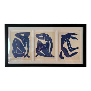 Matisse Postcard Prints From the Blue Nudes Series Circa 1952 Framed Matted Signed in Plate For Sale