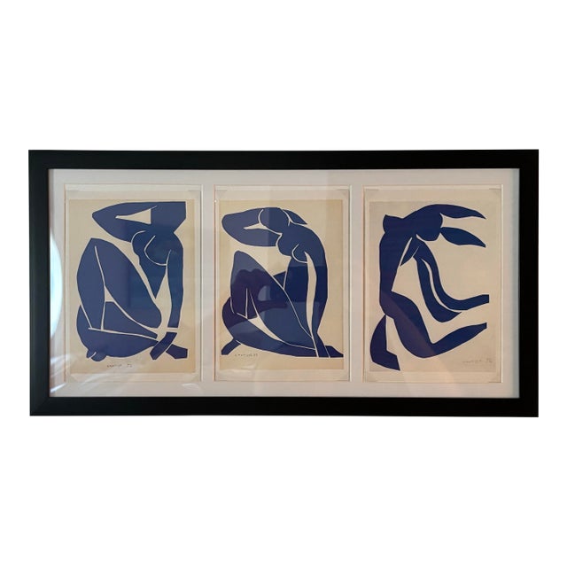 Matisse Postcard Prints From the Blue Nudes Series Circa 1952 Framed Matted Signed in Plate For Sale
