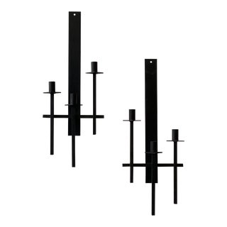 Vintage Wrought Iron Candelabra Wall Sconces Attributed to Van Keppel-Green, a Pair, Circa 1960s For Sale