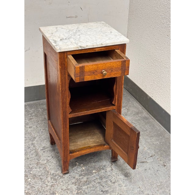 Wood French Art Deco Oak Side Table, Antique For Sale - Image 7 of 12