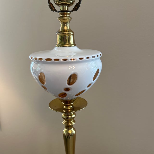 Vintage Brass & Glass Accent Lamp For Sale - Image 4 of 6