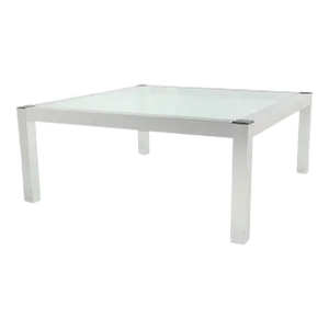 Mid-Century Modern Machined Metal Base Glass Top Coffee Table Modernist