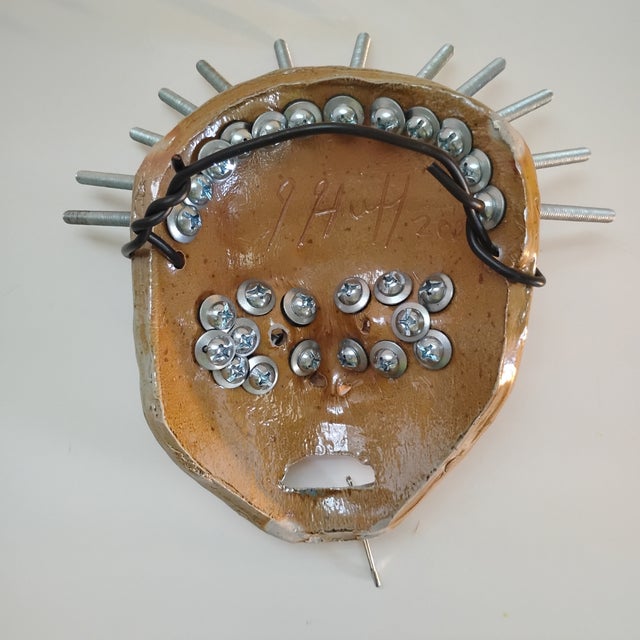 Brown Original Southern Githic Folk Art Mask by Joel Huff Titled "The Ghost of Liberty's Past" For Sale - Image 8 of 9