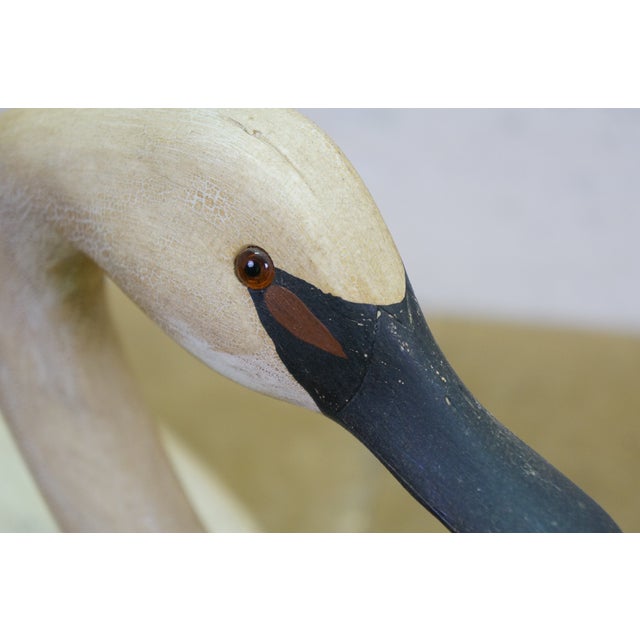 Late 20th Century Rare Wildfowler Decoy Ny Hand Carved Wooden Tundra Swan Folk Art Figure 18" For Sale - Image 9 of 13