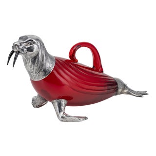 Vintage German Silver-Mounted Walrus Claret Jug, 1960s For Sale