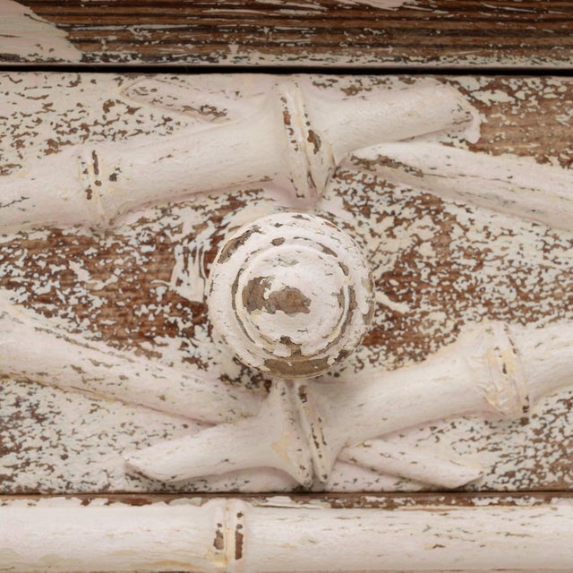 1900s French White Patinated Faux Bamboo Marble-Top Side Table For Sale - Image 11 of 18