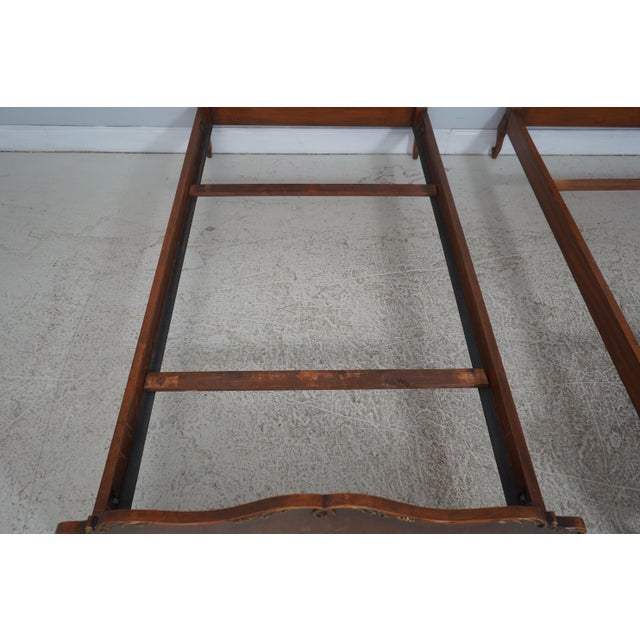 Pair of French Style Marquetry Inlaid Satinwood Twin Beds For Sale In Philadelphia - Image 6 of 16